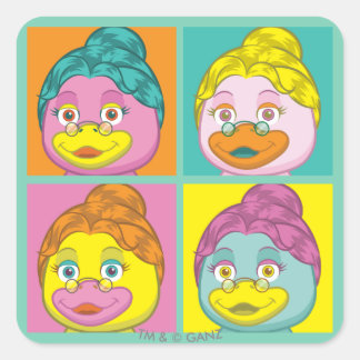 Mevrouw Birdy Pop Art Vierkante Sticker