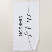 Mevrouw Black and White Pas getrouwd Bride geperso Strandlaken (Voorkant)