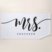 Mevrouw Black and White Pas getrouwd Bride geperso Strandlaken (Voorkant)