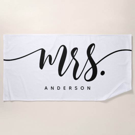 Mevrouw Black and White Pas getrouwd Bride geperso Strandlaken (Voorkant)