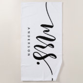 Mevrouw Black and White Pas getrouwd Bride geperso Strandlaken (Voorkant)