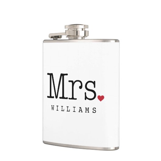 Mevrouw  Black Persoonlijk Wedding Monogram Heupfles (Links)