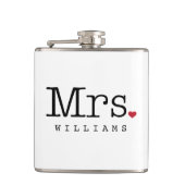 Mevrouw  Black Persoonlijk Wedding Monogram Heupfles (Voorkant)