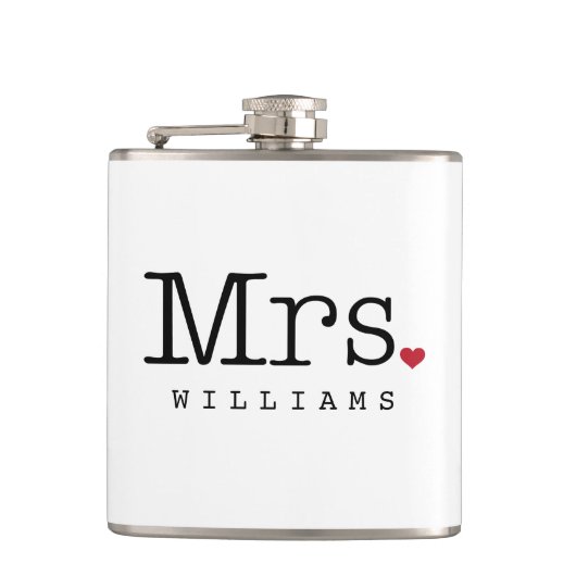 Mevrouw  Black Persoonlijk Wedding Monogram Heupfles (Voorkant)