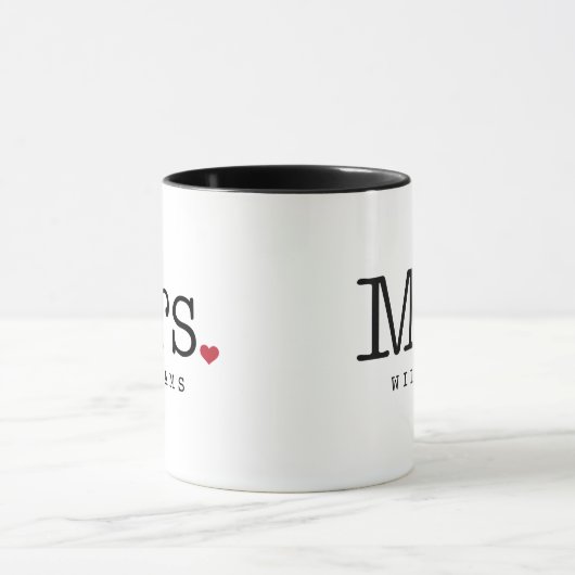Mevrouw  Black Persoonlijk Wedding Monogram Mok (Midden)
