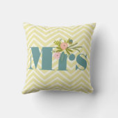 mevrouw Bleek Yellow Ivory Blauwgroen Zig Zag Kussen (Achterkant)