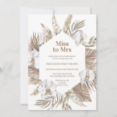 Mevrouw Boho Floral Vrijgezellenfeest Pink Pampas Kaart (Voorkant)