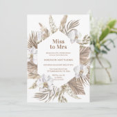 Mevrouw Boho Floral Vrijgezellenfeest Pink Pampas Kaart (Staand voorkant)
