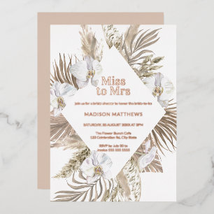 Mevrouw Boho Floral Vrijgezellenfeest Roos Gold F Folie Uitnodiging