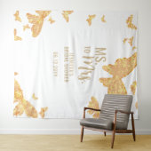 Mevrouw Boho Gold Butterfly White Bridal Backdrop Wandkleed (In Situ (horizontaal))