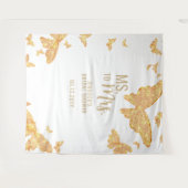 Mevrouw Boho Gold Butterfly White Bridal Backdrop Wandkleed (Voorkant (horizontaal))