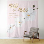 Mevrouw Boho White Orchid Pink Bridal achtergrond Wandkleed (In situ)