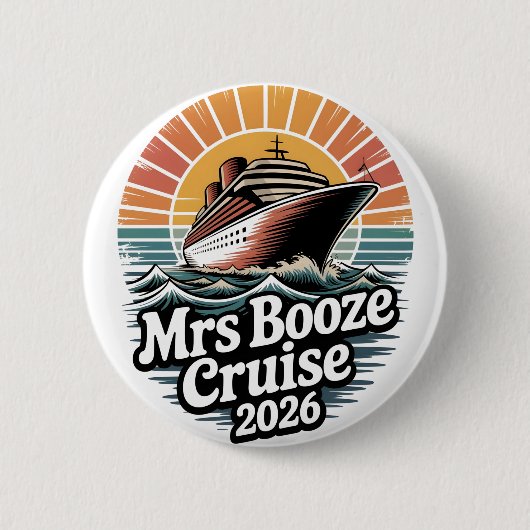 Mevrouw Booze Cruise 2026 Koppel Ronde Button 5,7 Cm (Voorkant)