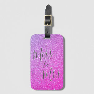 Mevrouw Bridal Pink Paars Glitter Ombre Bagagelabel