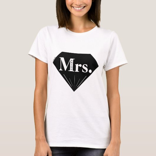 Mevrouw Bride Minimalist Black and White Diamond T-shirt (Voorkant)
