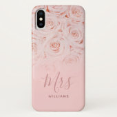 Mevrouw Bride Persoonlijke Roze Waterverf Rozen Case-Mate iPhone Case (Achterkant)
