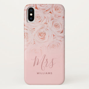 Mevrouw Bride Persoonlijke Roze Waterverf Rozen Case-Mate iPhone Case