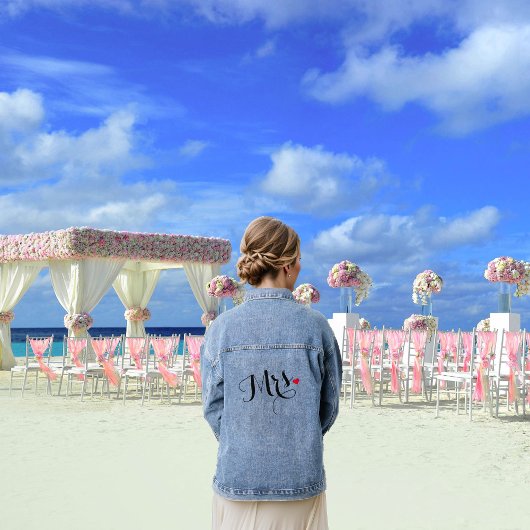 Mevrouw bruid om Pas getrouwd vrouw bruiloft bruid Denim Jacket