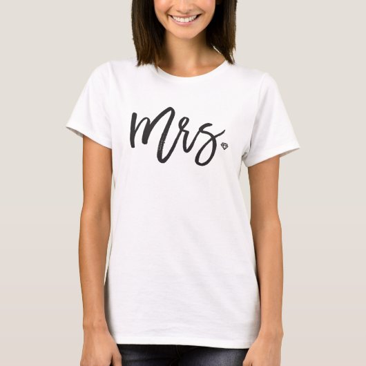 Mevrouw Brush Script Diamond Bruid Chic Trouwfeest T-shirt (Voorkant)