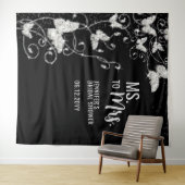 Mevrouw Butterflies Black Vrijgezellenfeest Backdr Wandkleed (In Situ (horizontaal))