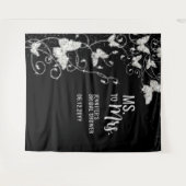 Mevrouw Butterflies Black Vrijgezellenfeest Backdr Wandkleed (Voorkant (horizontaal))