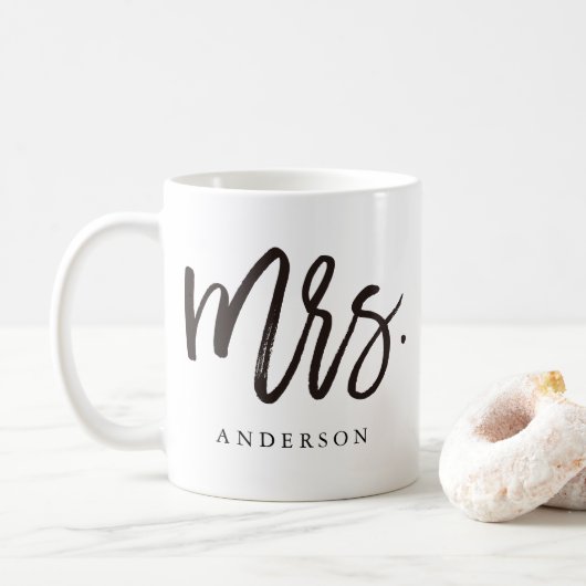 Mevrouw calligrafie gepersonaliseerd koffiemok (Met donut)