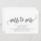 Mevrouw Calligraphy Black/White Vrijgezellenfeest Kaart (Voorkant / Achterkant)