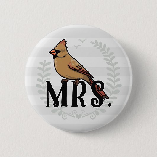 Mevrouw Cardinaal Mr. en Mrs. Ronde Button 5,7 Cm (Voorkant)