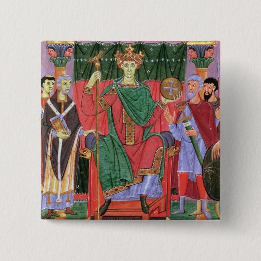 mevrouw Cim.4453 f.42r Heilige Romeinse keizer Ott Vierkante Button 5,1 Cm (Voorkant)