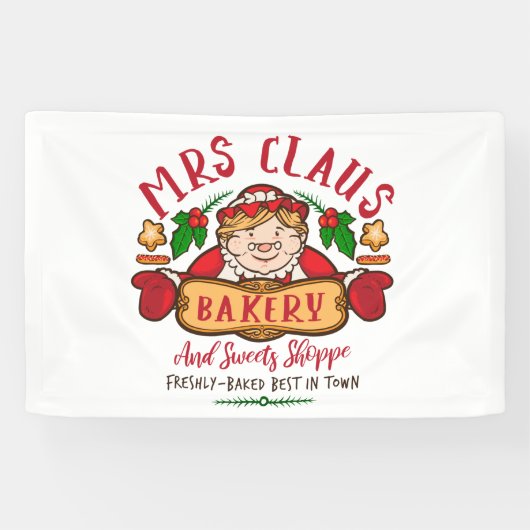 Mevrouw, Claus Bakery-kerst Noordpool Spandoek (Horizontaal)