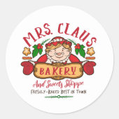 Mevrouw Claus bakkerij kerstbakkerij Ronde Sticker (Voorkant)