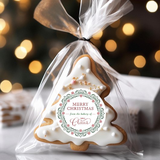 Mevrouw Claus’ Bakkerij Kerstvakantie Ronde Sticker