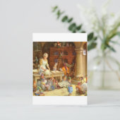 Mevrouw Claus bakt koekjes met de elven van de ker Feestdagenkaart (Staand voorkant)