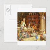 Mevrouw Claus bakt koekjes met de elven van de ker Feestdagenkaart (Voorkant / Achterkant)