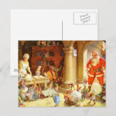 Mevrouw Claus en de Elfen bakken kerstkoekjes Feestdagenkaart (Voorkant / Achterkant)