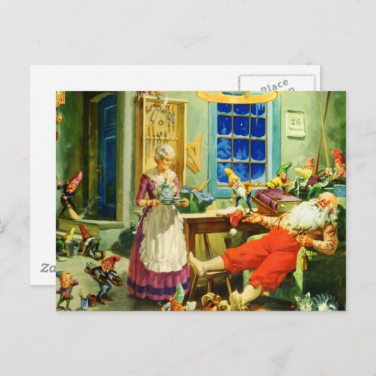 Mevrouw Claus en Kerstman op kerstnacht Feestdagenkaart (Voorkant / Achterkant)