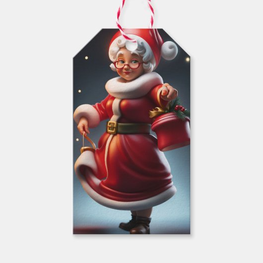 Mevrouw Claus Figuur Kerst Vakantie Gift Label Cadeaulabel (Voorkant)
