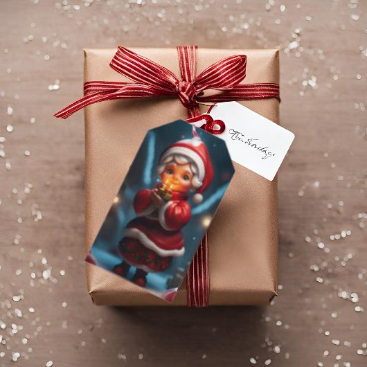 Mevrouw Claus Figuur Kerst Vakantie Gift Label Cadeaulabel