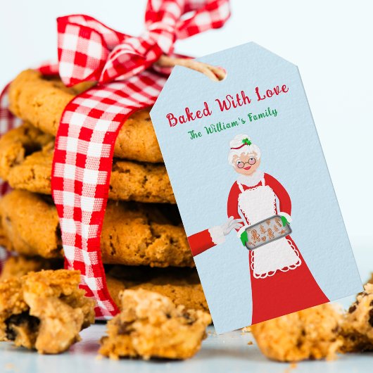 Mevrouw Claus Gingerbread koekjes gebakken met lie Cadeaulabel