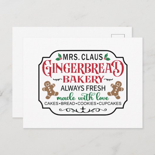 Mevrouw Claus Gingerbrood bakkerij Feestdagenkaart (Voorkant / Achterkant)