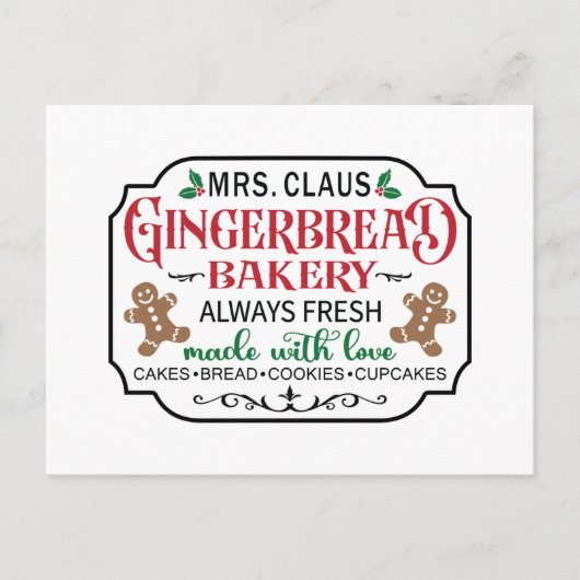 Mevrouw Claus Gingerbrood bakkerij Feestdagenkaart (Voorkant)
