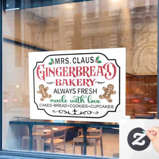Mevrouw Claus gingerbrood bakkerst Raamsticker (Cafe Raam)