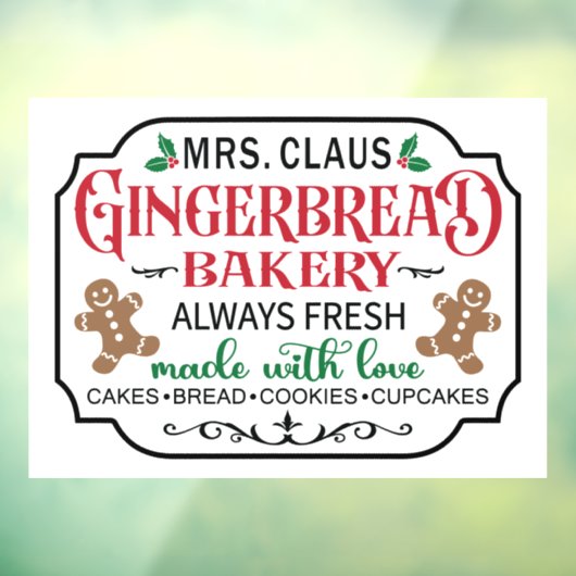 Mevrouw Claus gingerbrood bakkerst Raamsticker (Vel 3)