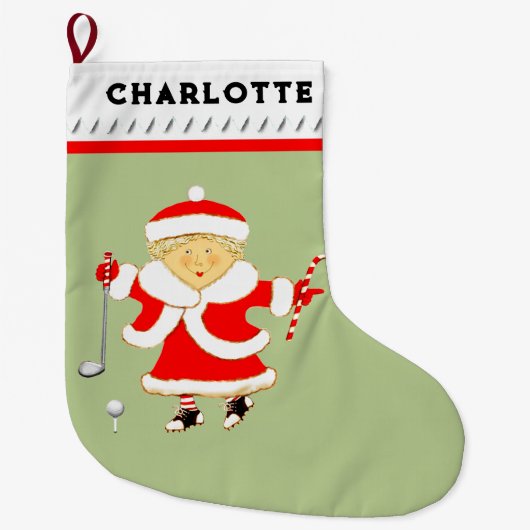Mevrouw Claus Golfer Grote Kerstsok (Voorkant)