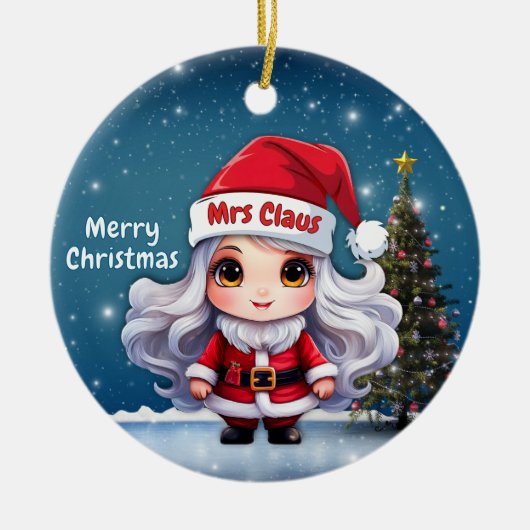 Mevrouw Claus 🤶 🎄 Keramisch Ornament (Voorkant)