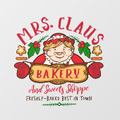 Mevrouw Claus kerstbakkerij woordkunst Raamsticker (Vel)