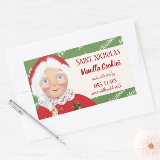 Mevrouw Claus Kerstfeestdag Gift Rechthoekige Sticker (Envelop)