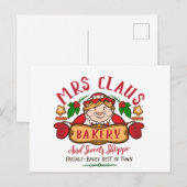 Mevrouw Claus Kerstmis, bakkerij Noordpool Feestdagenkaart (Voorkant / Achterkant)