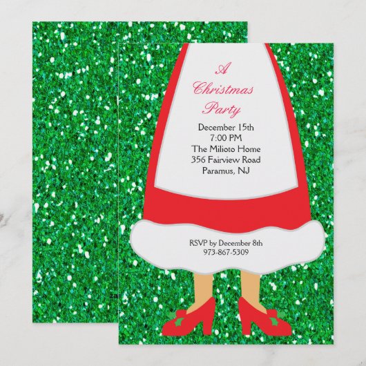 Mevrouw Claus Kerstparty Kaart (Voorkant / Achterkant)