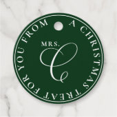 Mevrouw Claus Kersttraktatie Groene Kerstmis Bedankjes Labels (Voorkant)